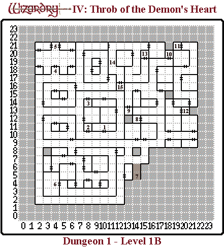 Wizardry IV: Throb of the Demon's Heart (Japanese) Dungeon 1 - Level 1B Map