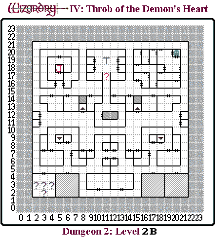 Wizardry IV: Throb of the Demon's Heart (Japanese) Dungeon 2 - Level 2F Map