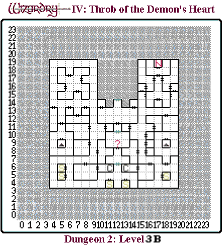 Wizardry IV: Throb of the Demon's Heart (Japanese) Dungeon 2 - Level 2F Map