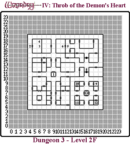 Wizardry IV: Throb of the Demon's Heart (Japanese) Dungeon 3 - Level 2F Map