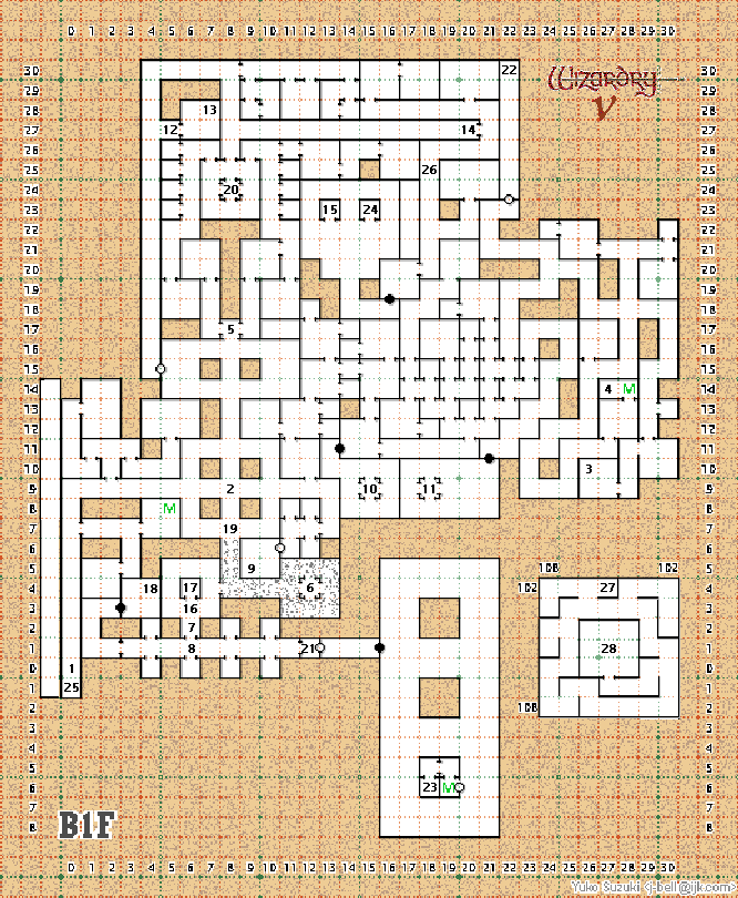 Wizardry V: Heart of Maelstrom Level B1F Map
